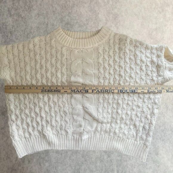 Moon+Madison Womens Cropped Sweater Size L Ivory Crew Neck Chunky Knit Pullover - Picture 10 of 12